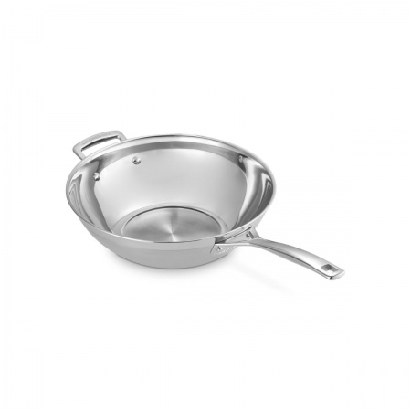 LE CREUSET - 3-PLY STAINLESS STEEL STIR-FRY WOK PAN 30cm